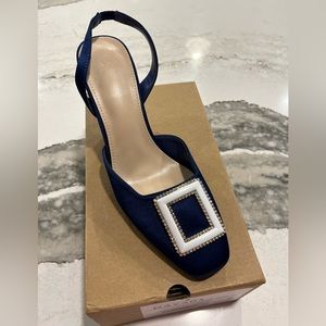 Navyl blue 3inch heels sling back